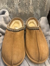 UGG Tasman Women  s Brown Suede Sheepskin Lined Slip-On Slippers US 8