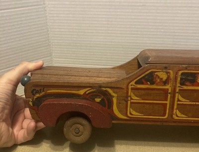 Vintage 1940s Cass Toys Wooden Woodie Station Wagon Car 18