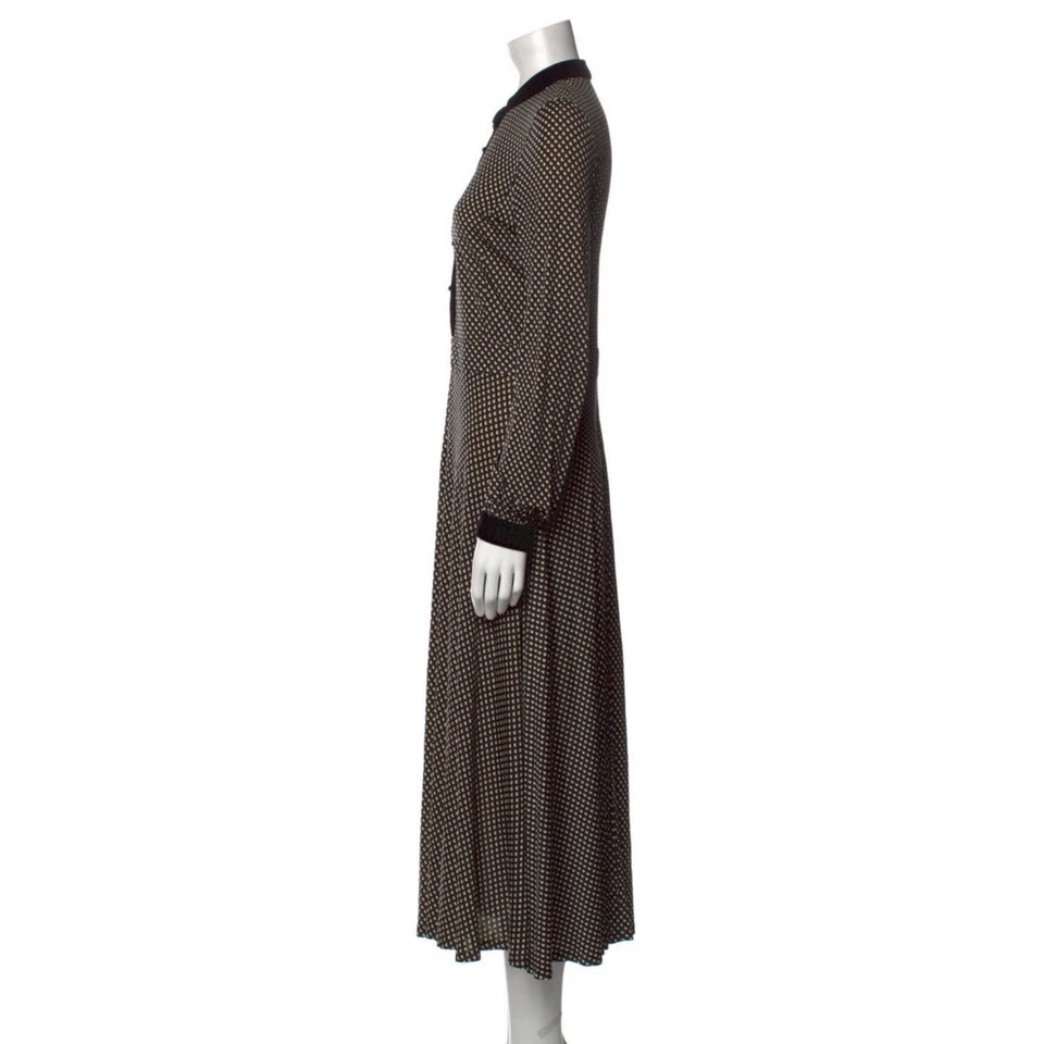 Tory Burch Anja Midi Dress A Line Velvet Silk Black Jazz Dot Classic Dressy S  - Image 3 of 3