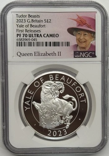 2023 GB Tudor Beasts Yale Of Beaufort 1 Oz Silver Proof NGC PF70UC FR