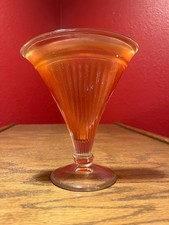 Dugan /Diamond Marigold Carnival Glass Adam's Rib Fan Vase; 6 inches