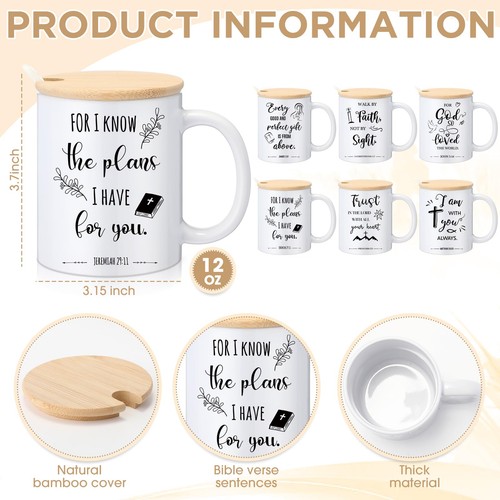 6 juegos de tazas de café cristianas a granel para mujeres pastor agradecimiento regalos 12 oz bi... - Imagen 2 de 7