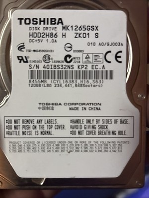 Toshiba HDD 120GB Laptop Drive