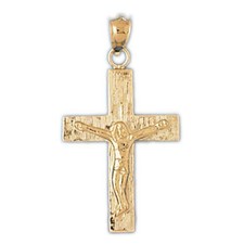 Jesus Christ on Cross Charm Pendant 14k Gold 3.3 Grams 