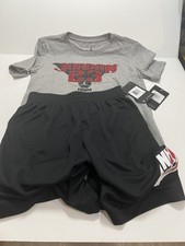 NEW NIKE Air Jordan Black SHORTS Gray T SHIRT Set Boys Size M Total MSRP 50
