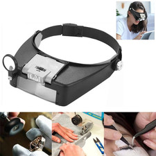 Jewelers Head Headband Magnifier LED Illuminated Visor Magnifying Glasses Loupe