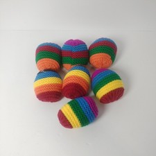 Hacky Sack Footbag Lot Of 3 Ball rainbow color hand wooven crochet new 53 Gram