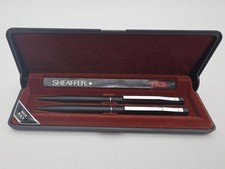 VTG Sheaffer White Dot Matte Black Chrome Trim Pen & Pencil Set New Made In USA