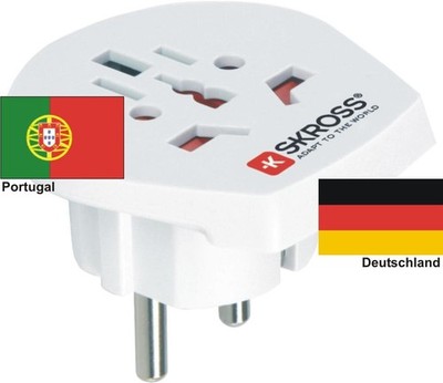 Reisestecker Land Deutschland auf Geräte Portugal Urlaubsadapter Gerätestecker