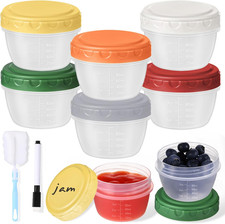 6 Pack 4 oz Plastic Food Storage Containers Lids Reusable Leakproof Microwave