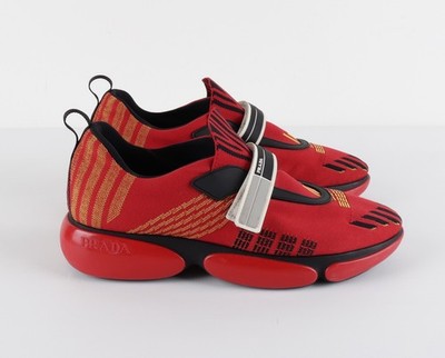 Prada Red Cloudbust Fabric Sneakers Size 39 EUR