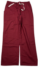 Scrub Pants Unisex XL Burgundy 2 Pocket Elastic Waist Cargo Style Medical NWOT