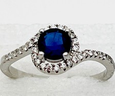 Sterling Silver 925 Prong Set 35 Clear/Sapphire CZ Ring Size 9