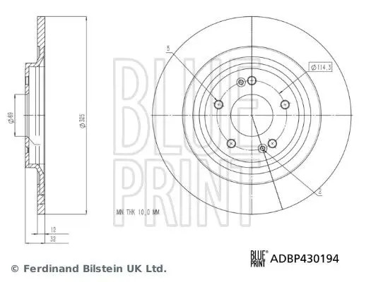 Blue Print Bremsscheibe Adbp430194 Hinterachse Voll 325Mm Für Kia - Bild 2
