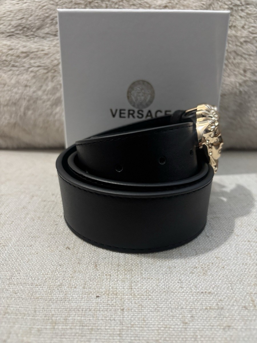 Versace belt Men's Black Dress Belt Gold Medusa Head Logo Buckle
