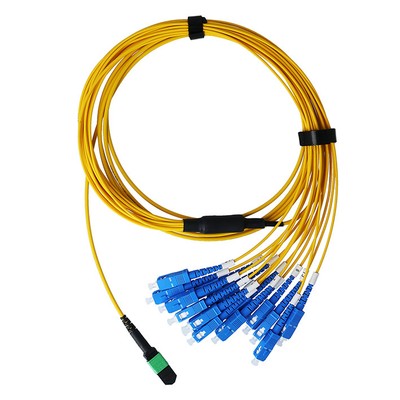 BlueOptics Fiber Optic MPO/8xSC Duplex Breakout Cable G.657.A1 Single Mode 5 Meter