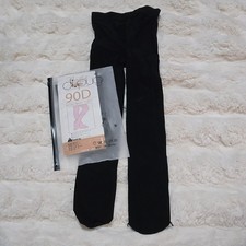 d.pug 90D Opaque Black Velvet Dance Tights for Women Performance Ballet Hosiery