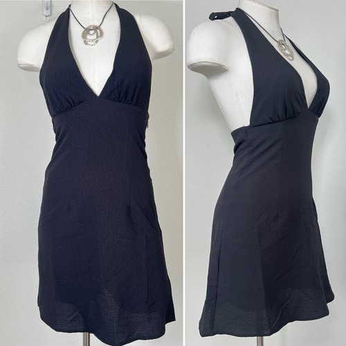 Divided Womens Mini Halter Dress Size XS Black Grunge Alt Whimsigoth Sexy