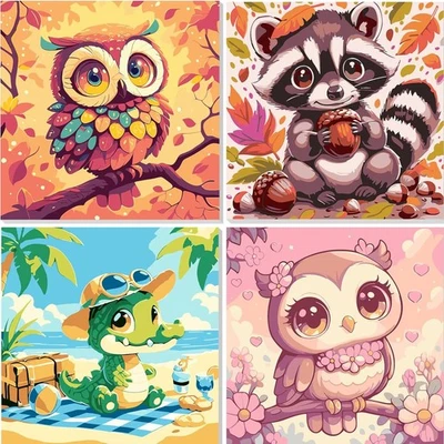 Malen Nach Zahlen Kinder Ab 5 6 7 8 mit Rahmen Tier Eule DIY Set