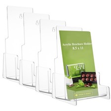 4 Pack Brochure Holder Wall Mount 8.5 x 11 Inch Plastic Flyer Holder Clear Li...