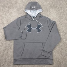 Under Armour Sweater Mens Large Gray Storm Fleece Pullover Hoodie Sweatshirt EUC