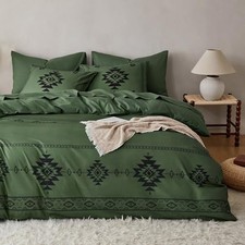 - Western Comforter Set, Boho Southwestern Farmhouse Style King Dark Green