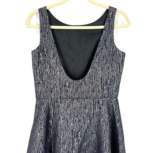 Night By SuiteBlanco Blue Metallic Silver Skater Mini Dress Women's Size Medium - Picture 5 of 10