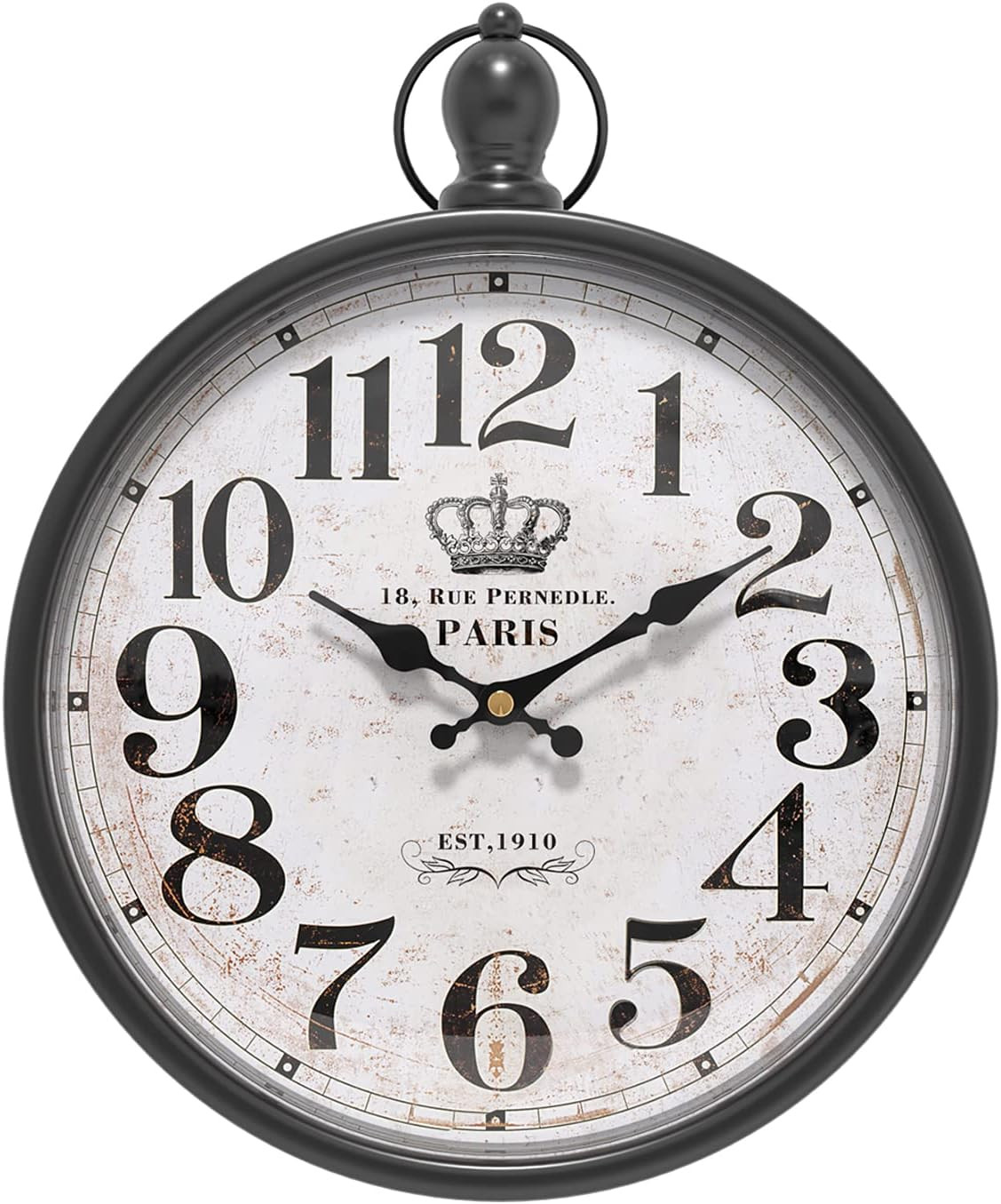 Retro round Wall Clock. Black Vintage Antique Style Decor Wall Clocks for Kitche