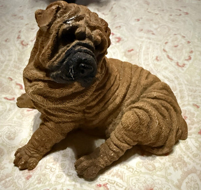 Martha Carey Shar Pei Dog Figurine, Resin Statue, Made in USA 1985. 6 in H
