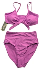 Womens Blooming Jelly High Waisted Bikini Two Piece Tie Knot Front Sz S Lilac 