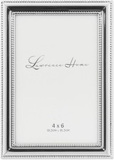 4x6 Metal Picture Frame Silver-Plate W/ Delicate Beading