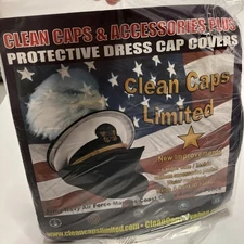 Clean Caps & Accessories Limited Dress Cap Protective Cover Black Military, NWT