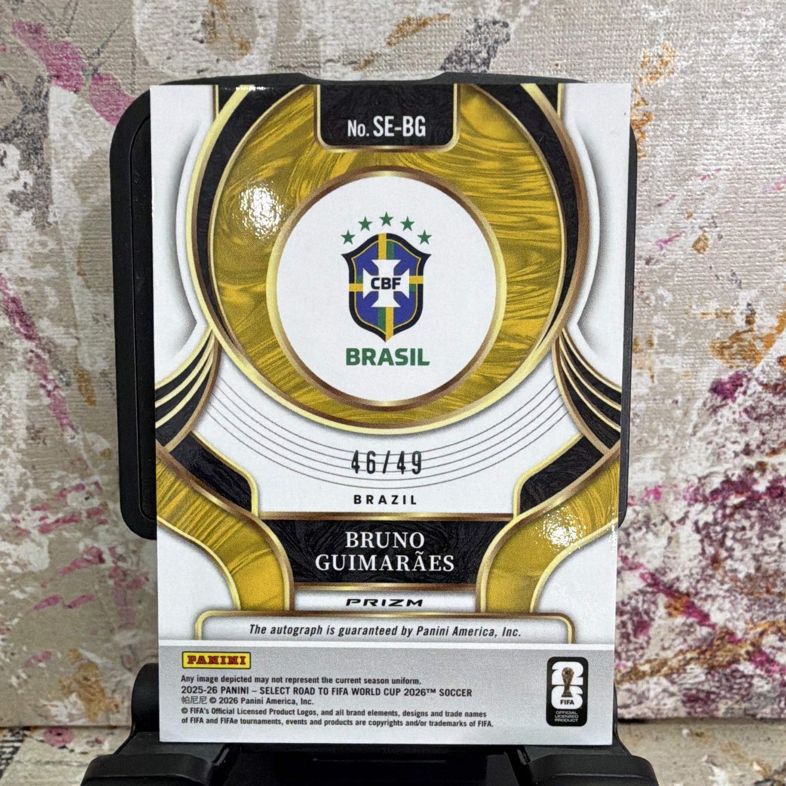 2025-26 Bruno Guimaraes Brazil AUTO # /49 Select Panini SE-BG Prizm view 2