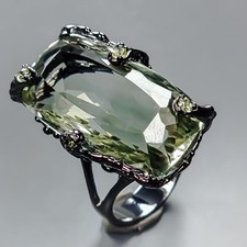 Jewellery 33 ct Natural Green Amethyst Ring 925 Sterling Silver Size 8 /R435106