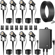 Low Voltage Landscape Spot Lights 8 Pack with 60W Transformer and 65FT Wire