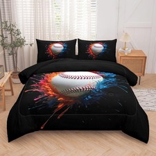 Helloosun 5PCS Baseball Comforter Set Full,Sports Bedding Sets for Boys,Full ...