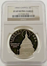 1994-S Silver $1 Commemorative Capital PF69 Ultra Cameo NGC
