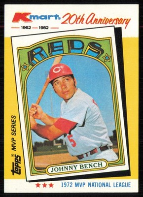 1982 Topps Kmart 20th Anniversary AL & NL MVP's #22 Johnny Bench Cincinnati Reds