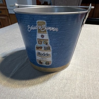Modelo Metal Beer Ice Bucket Cooler with Bottle Opener - Breweriana Theme