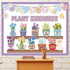 67 Pcs Spring Bulletin Board Decorations, Motivational Wall Decor Plant Kindn...