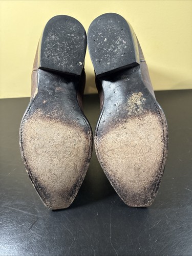 J.B. Dillon Western Brown Leather Snip Toe Boots Women Size 7 B - Picture 6 of 7
