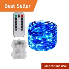Twinkle Star 33ft Blue Fairy Lights Battery R...
