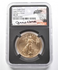 2021 $50 American Gold Eagle Type 2 1 Oz Gold Jennie Norris MS70 NGC *2284 3895.95 per troy oz