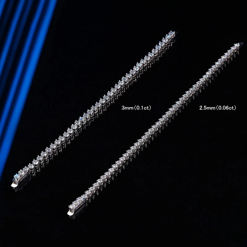 Round Cut VVS1/D Moissanite 3 Prong Tennis Chain Bracelet 925 Sterling Silver - Image 4 of 4