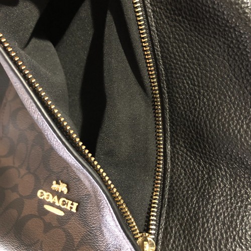 Bolso de hombro Coach Marlon Hobo en lona recubierta exclusiva marrón negro F79993 - Imagen 17 de 20