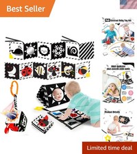 3 PCS Black and White High Contrast Baby Toys for Newborn, Montessori Toy Sen...