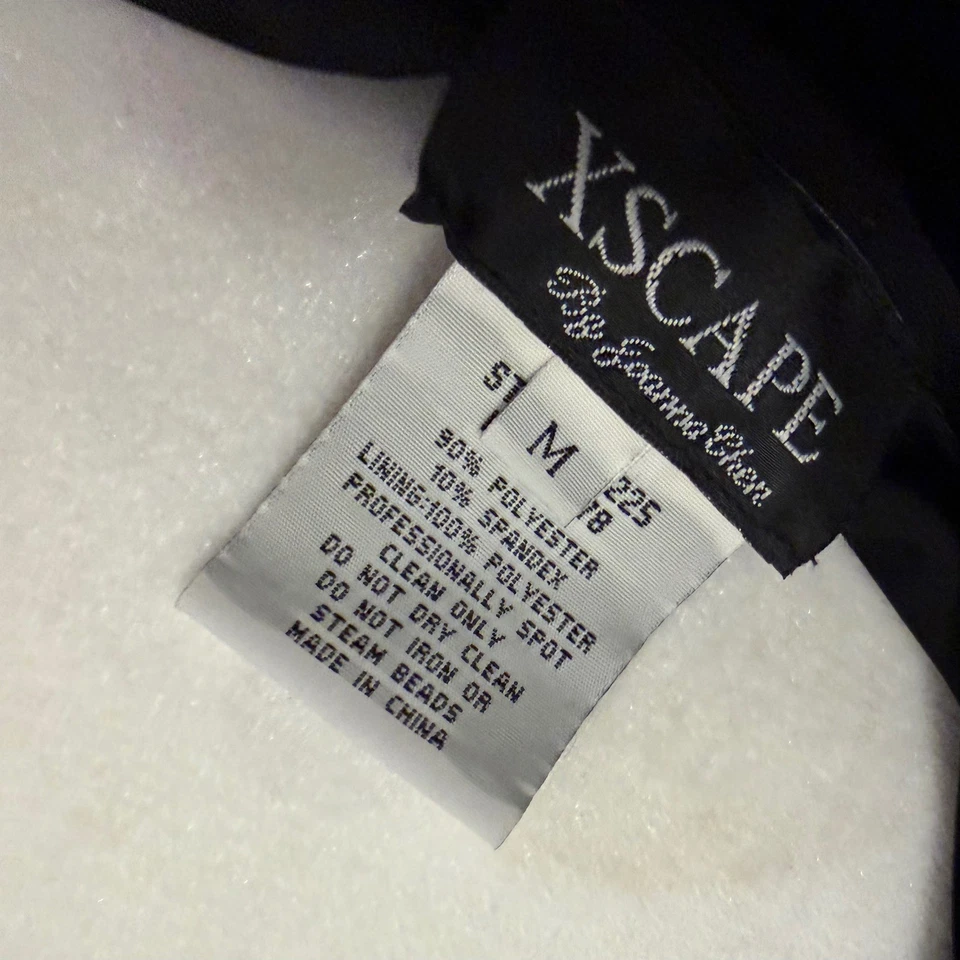 XSCAPE By Joanna Chen Top Negro Terciopelo Fuera del Hombro Drapeado Estrás Talla M Foto 4 de 4