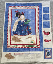 Daisy Kingdom Unique Snowflake Quick Quilt Christmas Snowman Fabric Panel