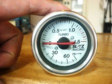 Blitz 52mm Mechanical Boost Gauge White Face Vintage Excellent Japan Blitz 52mm Mechanical Boost Gauge White Face Vintage Excellent Japan