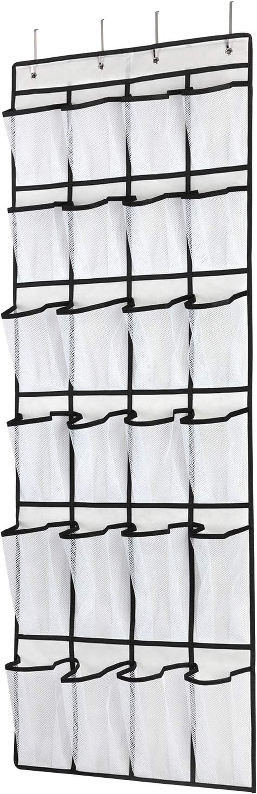 Over the Door Shoe Organizer, Hanging Shoe Organizer with 24 Mesh Large Pockets